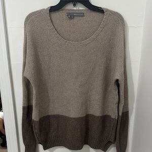 360 Sweater Wool and Cashmere Brown and Tan Crew Neck Sweater Size M